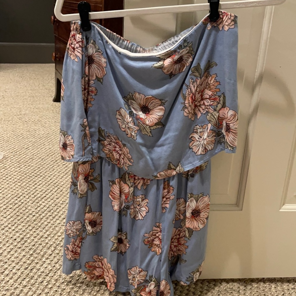 strapless floral romper